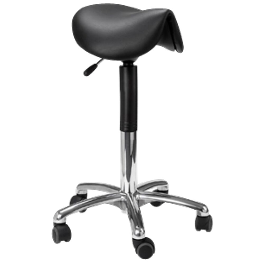 Taburet, Score Medical Amazone 6500 low, 30x34cm, sort, med tippefunktion, ingen synlige søm, smalt sæde, 59-77 cm.