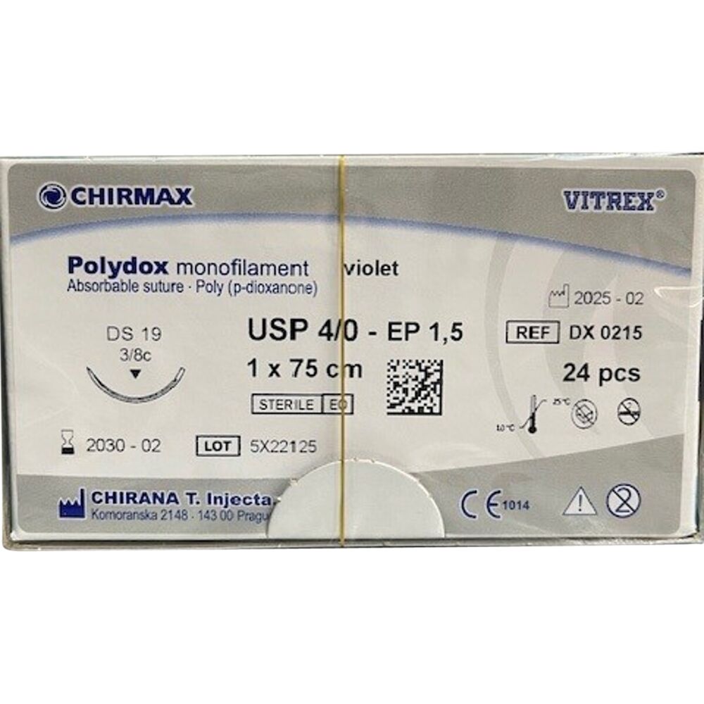 Sutur, Polydox, 75cm, violet, USP 4/0, DS 19mm, resorberbar, steril, engangs