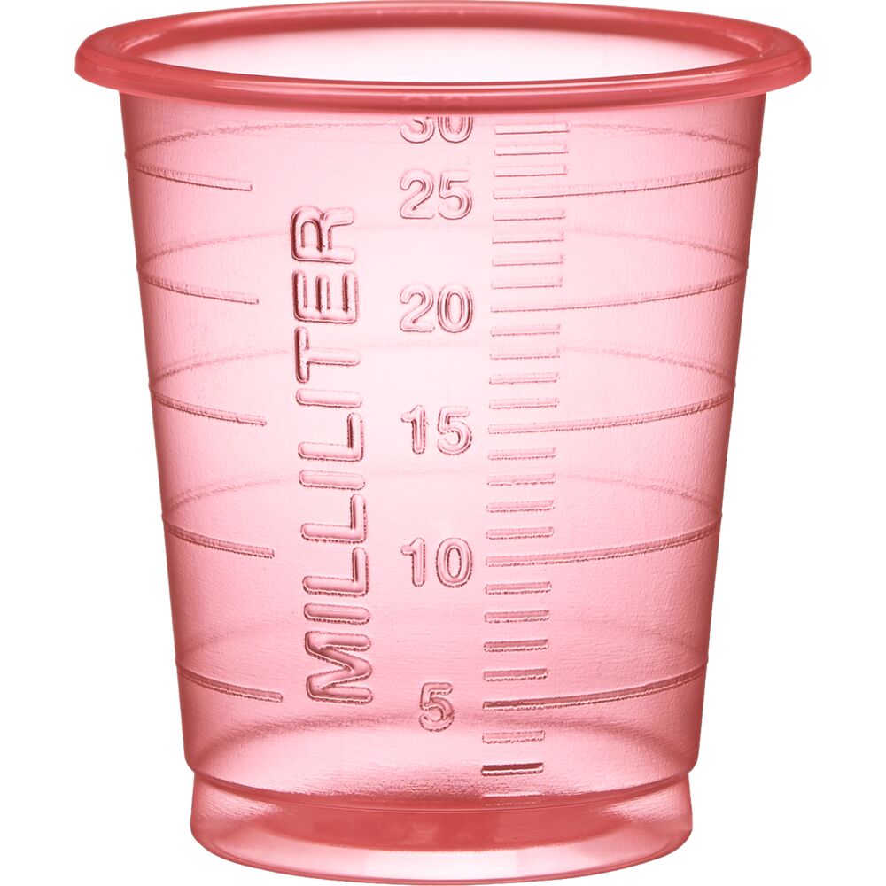 Medicinbæger, Eco, 30 ml, rød, med graduering