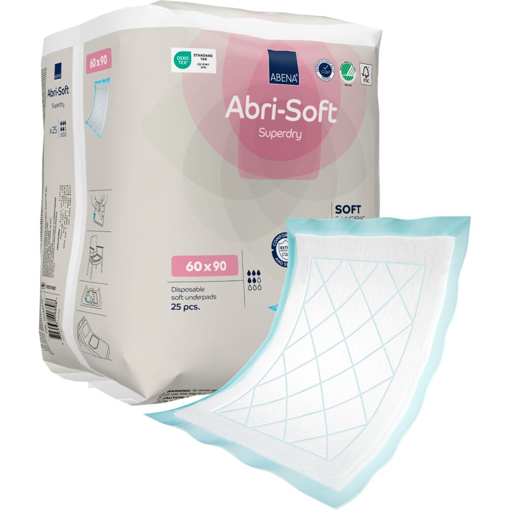 Underlag, ABENA Abri-Soft Superdry, 90x60cm, med SAP
