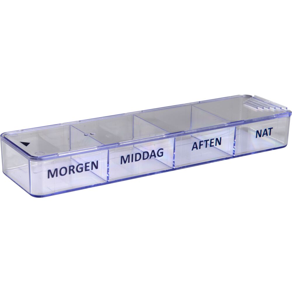 Doseringsæske, Medimax, transparent, neutral, box med bund og låg, Morgen, Middag, Aften, Nat