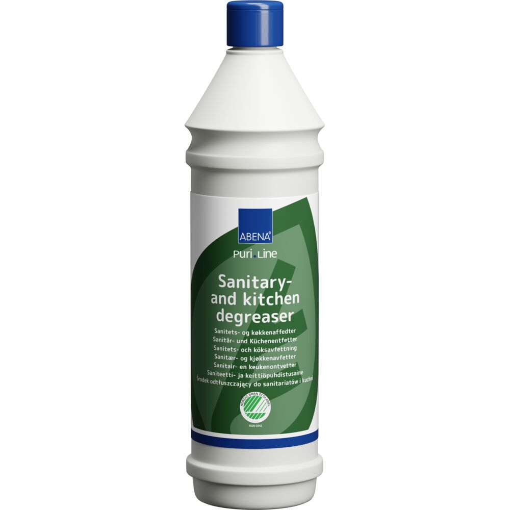 Sanitets- og køkkenaffedter, ABENA Puri-Line, 1 l, alkalisk/affedtende, uden farve og parfume