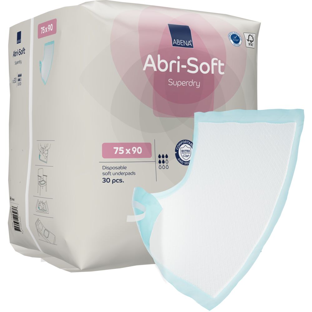 Underlag, ABENA Abri-Soft Superdry, 90x75cm, med tape, med SAP