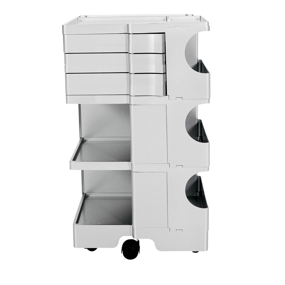 Rullebord, Boby, 41x43x74cm, hvid, 3 sektioner og 3 skuffer