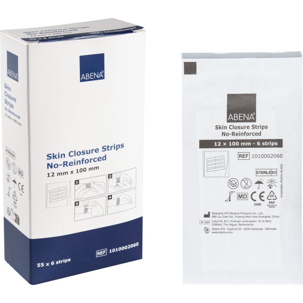 Suturtape, ABENA, 100x12mm, brun, 2 ark á 3 strips, latexfri, steril, engangs