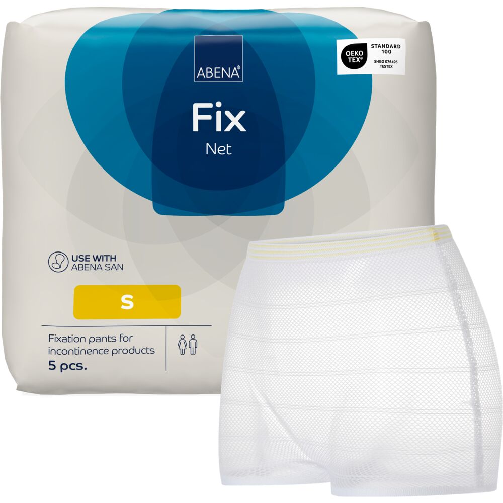 Fikseringstrusse, ABENA Fix Net, S, hvid, gul farvekode