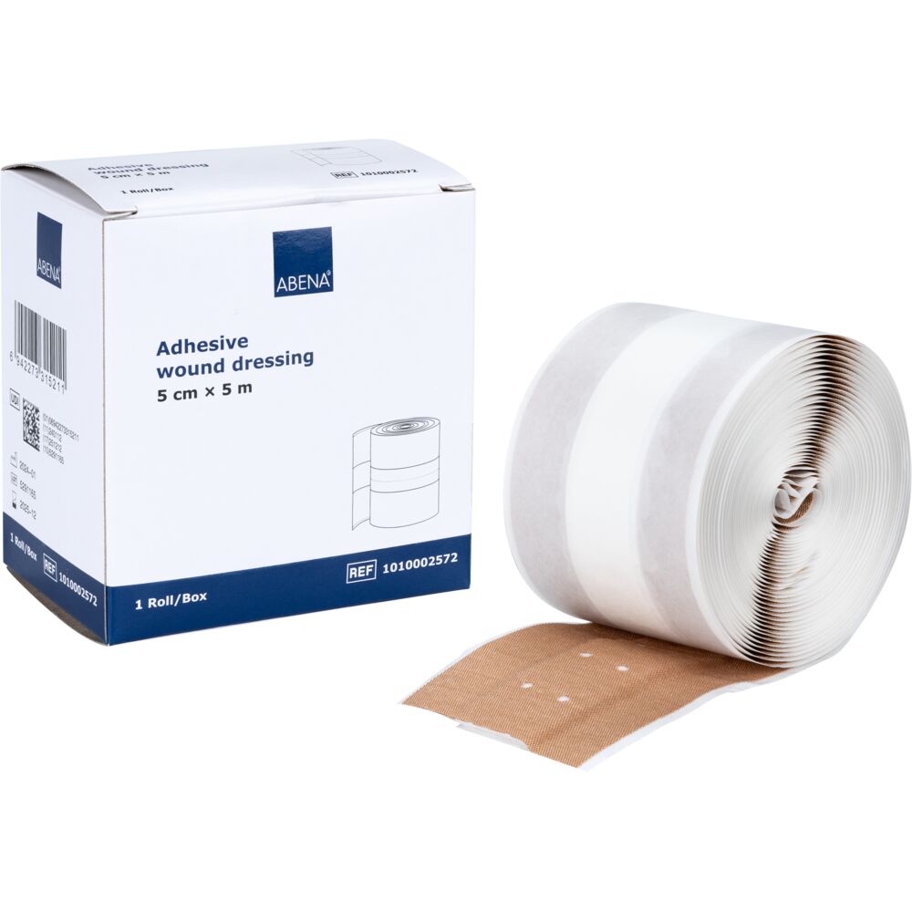 Sårplaster, ABENA, 5m x 5cm, beige, latexfri, usteril, engangs