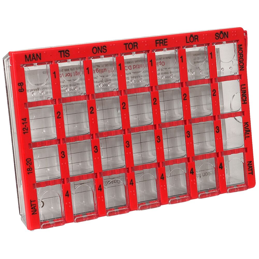 Doseringsæske, Dosett Medi, rød