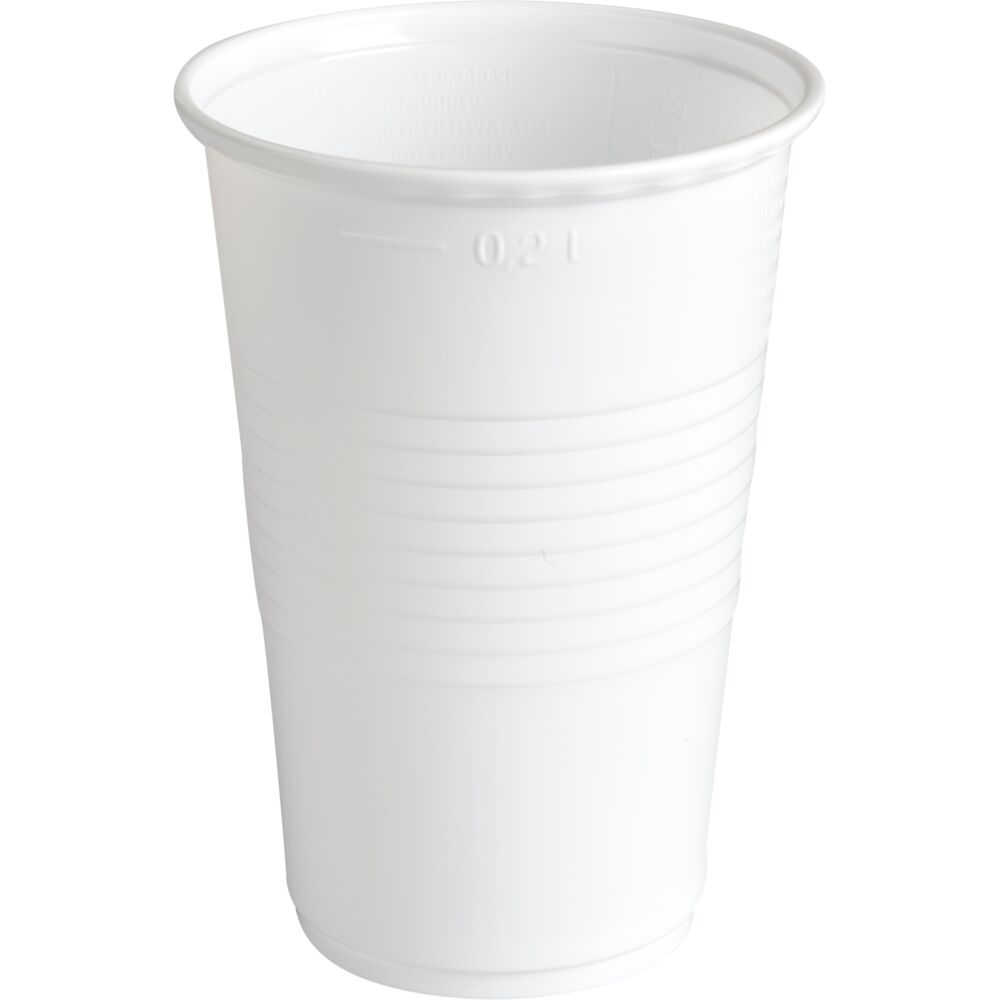 Drikkebæger, ABENA Gastro, 9,8cm, Ø7cm, 20 cl, 23 cl, hvid, PP, m/riller